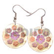 Cebu Island 35mm Round Mother Of Hand Painted Earrings Philippines Natural Handmade Products