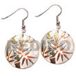 Cebu Island 35mm Round Hammer Shell Hand Painted Earrings Philippines Natural Handmade Products