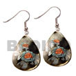 Cebu Island 35mm Teardrop Blacklip Embossed Hand Painted Earrings Philippines Natural Handmade Products