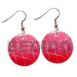 Cebu Island 35mm Round Pink Capiz Hand Painted Earrings Philippines Natural Handmade Products