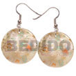 Cebu Island 35mm Round Hammer Shell Hand Painted Earrings Philippines Natural Handmade Products