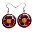 Cebu Island 35mm Round Blacktab Embossed Hand Painted Earrings Philippines Natural Handmade Products