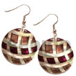 Cebu Island Dangling 35mm Round Kabibe Hand Painted Earrings Philippines Natural Handmade Products