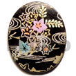 Cebu Island Oval 40mm Black Tab Hand Painted Pendant Philippines Natural Handmade Products