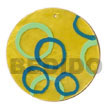 Cebu Island Round Yellow 50mm Capiz Hand Painted Pendant Philippines Natural Handmade Products