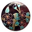Natural ROUND 40MM BLACKTAB W/ HANDPAINTED DESIGN - FLORAL / EMBOSSED Maki-e Japanese Art Of Painting Makie Hand Painted Pendant Wooden Accessory Shell Products Cebu Crafts Cebu Jewelry Products