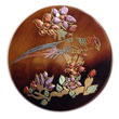 Natural ROUND 40MM BLACKTAB W/ HANDPAINTED DESIGN - FLORAL / EMBOSSED Maki-e Japanese Art Of Painting Makie Hand Painted Pendant Wooden Accessory Shell Products Cebu Crafts Cebu Jewelry Products