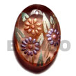 Natural OVAL 35MMX25MM TRANSPARENT BROWN RESIN W/ HANDPAINTED DESIGN - FLORAL / EMBOSSED Maki-e Japanese Art Of Painting Makie Hand Painted Pendant Wooden Accessory Shell Products Cebu Crafts Cebu Jewelry Products