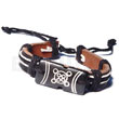 Cebu Island surfer black leather bracelet tribal shield