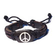 Cebu Island surfer black leather bracelet peace symbol