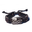 Cebu Island surfer black leather bracelet tribal animal symbol