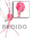 Cebu Island Pink 3 Tassel Disc Multi-Row Necklace Philippines Natural Handmade Products