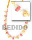 Cebu Island Yellow Pink Coco Flower Natural Combination Necklace Philippines Natural Handmade Products