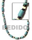 Cebu Island Turqoise Blue Wood Tube Natural Combination Necklace Philippines Natural Handmade Products