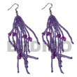 Cebu Island Dangling Lavender Glass Beads Resin Earrings Philippines Natural Handmade Products