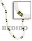 Cebu Island White Shell Green And Shell Necklace Philippines Natural Handmade Products
