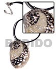 black leather thong with glistening white abalone pendant