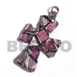 Cebu Island Cross 40mm Glistening Pink Shell Pendant Philippines Natural Handmade Products