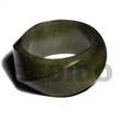 Twisted Natural Wood Chunky Bangle Olive Green