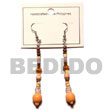 Cebu Island Orange Dangling Wood Beads Wooden Earrings Philippines Natural Handmade Products