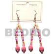 Cebu Island Pink Dangling Limestone Beads Wooden Earrings Philippines Natural Handmade Products