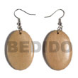 Cebu Island Dangling Oval 38mmx27mm Natural Wooden Earrings Philippines Natural Handmade Products