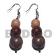 Cebu Island Dangling Round Natural Wood Wooden Earrings Philippines Natural Handmade Products